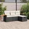 4 részes fekete polyrattan kerti ülőgarnitúra párnákkal