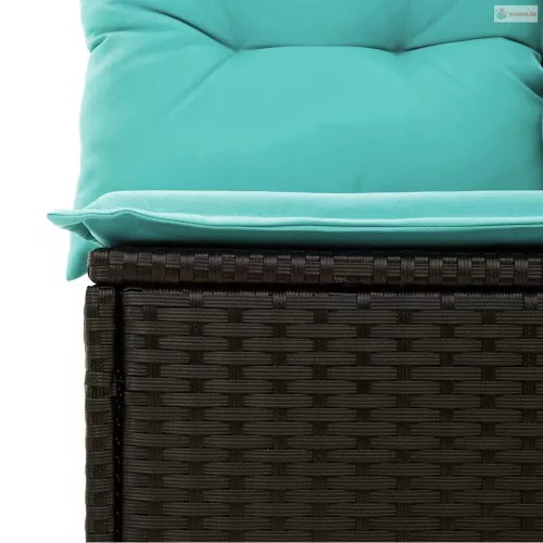 4 részes fekete polyrattan kerti ülőgarnitúra párnákkal