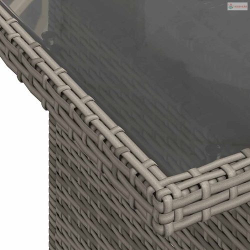 11 részes szürke polyrattan akácfa kerti ülőgarnitúra párnákkal