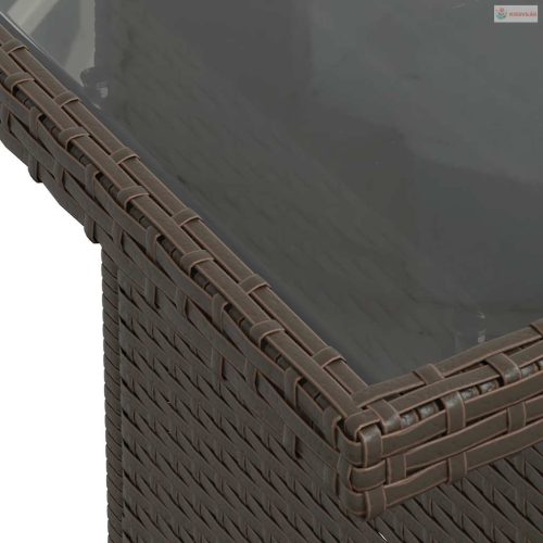 11 részes barna polyrattan akácfa kerti ülőgarnitúra párnákkal