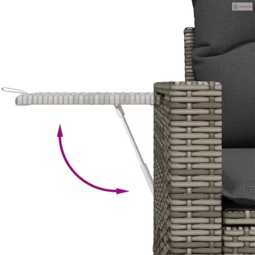 11 részes szürke polyrattan kerti ülőgarnitúra párnákkal