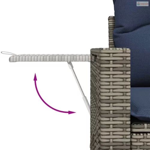 11 részes szürke polyrattan kerti ülőgarnitúra párnákkal