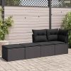 2 részes fekete polyrattan akácfa kerti ülőgarnitúra párnával
