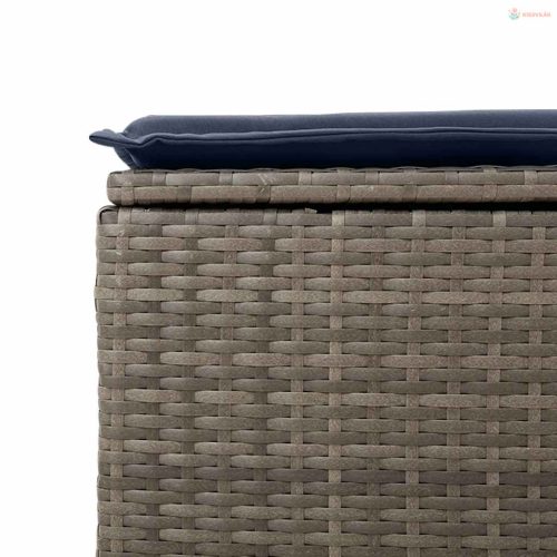 2 részes szürke polyrattan akácfa kerti ülőgarnitúra párnákkal