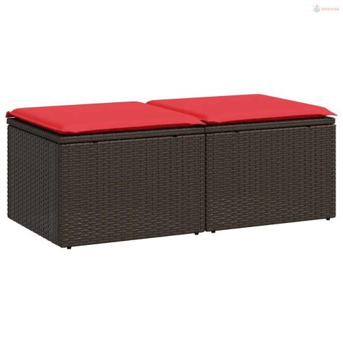 2 részes barna polyrattan akácfa kerti ülőgarnitúra párnákkal