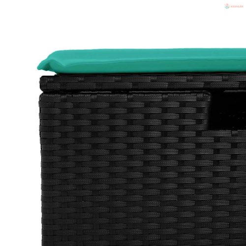 2 részes fekete polyrattan akácfa kerti ülőgarnitúra párnával