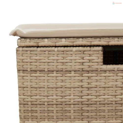 2 részes bézs polyrattan akácfa kerti ülőgarnitúra párnákkal