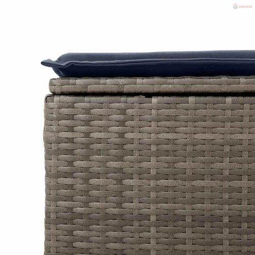 2 részes szürke polyrattan akácfa kerti ülőgarnitúra párnákkal
