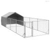 Horganyzott acél kültéri kutyafuttató kifutóval 7x2x1,5 m