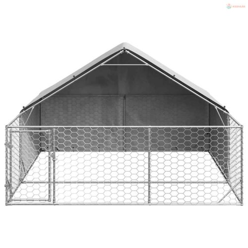 Horganyzott acél kültéri kutyafuttató kifutóval 3x3x1,9 m