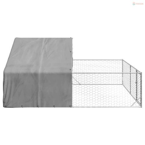 Horganyzott acél kültéri kutyafuttató kifutóval 5x3x1,9 m