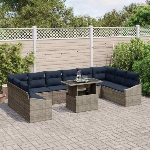 Kerti Kanapé Szett párnával 11 pcs Szürke és Tengerész Kék