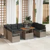 Kerti Kanapé Szett tárolóval 10 pcs Szürke Poli rattan