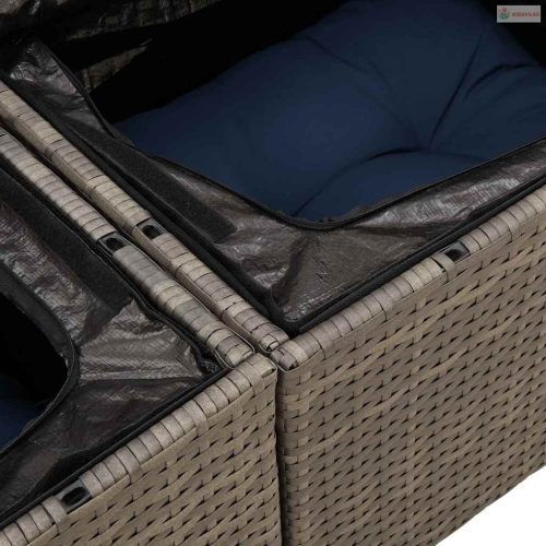Kerti Kanapé Szett tárolóval 11 pcs Szürke Poli rattan