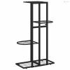 Fekete 4 szintes acél virágtartó állvány 43 x 22 x 76 cm