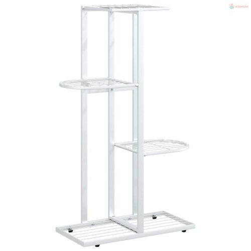 Fehér 4 szintes acél virágtartó állvány 43 x 22 x 76 cm
