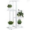 Fehér 4 szintes acél virágtartó állvány 43 x 22 x 76 cm