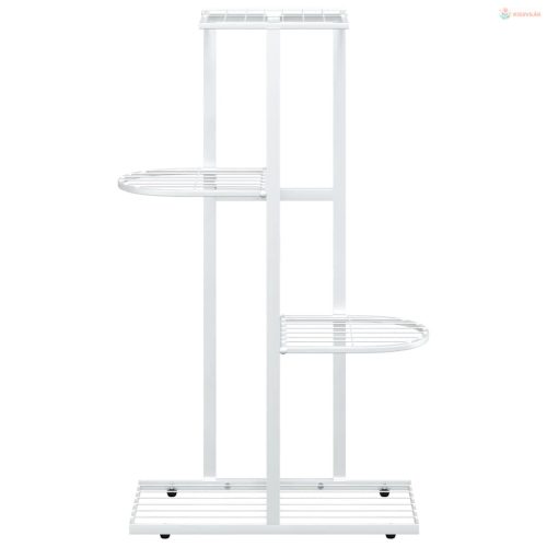 Fehér 4 szintes acél virágtartó állvány 43 x 22 x 76 cm
