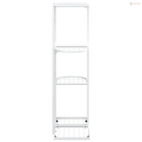 Fehér 4 szintes acél virágtartó állvány 43 x 22 x 76 cm