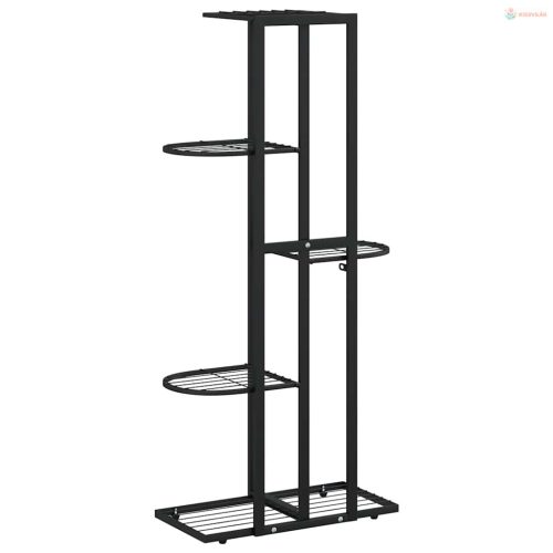 Fekete 5 szintes acél virágtartó állvány 43 x 22 x 98 cm