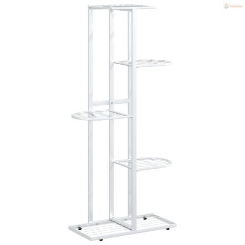 Fehér 5 szintes acél virágtartó állvány 43 x 22 x 98 cm