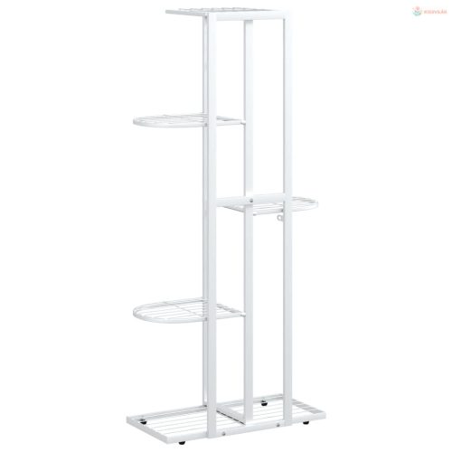 Fehér 5 szintes acél virágtartó állvány 43 x 22 x 98 cm