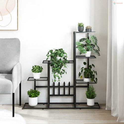 Fekete acél virágtartó állvány 94,5 x 25 x 88 cm