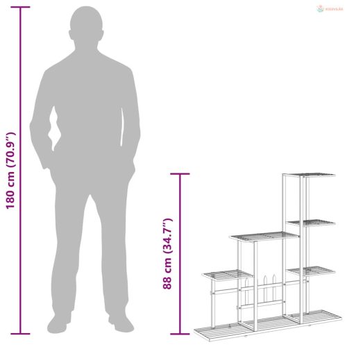 Fekete acél virágtartó állvány 94,5 x 25 x 88 cm