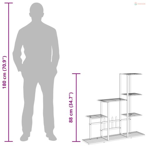 Fehér acél virágtartó állvány 94,5 x 25 x 88 cm