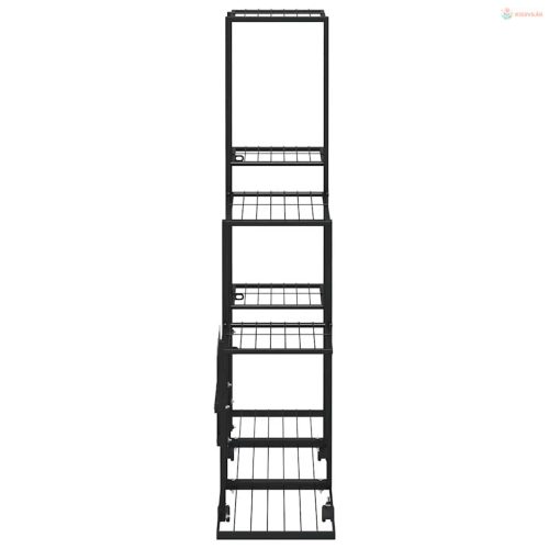 Fekete acél virágtartó állvány kerékkel 94,5 x 25 x 92,5 cm