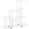 Fehér acél virágtartó állvány kerékkel 94,5 x 25 x 92,5 cm