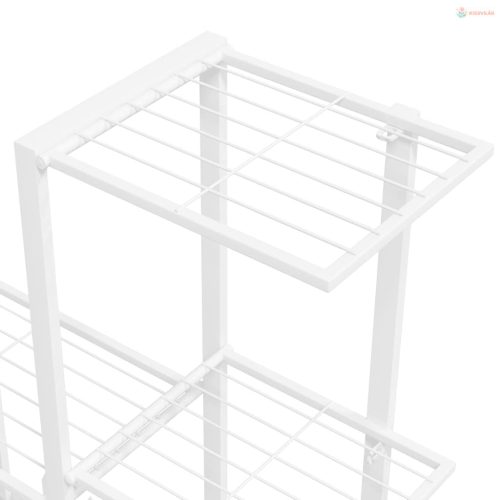 Fehér acél virágtartó állvány kerékkel 94,5 x 25 x 92,5 cm