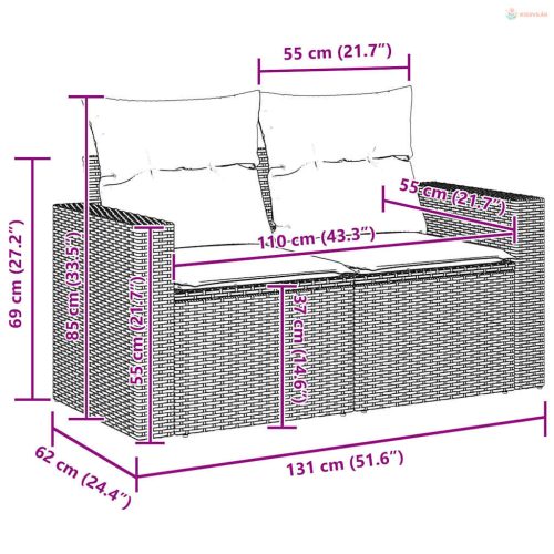 Kerti Kanapé Szett 13 pcs Bézs polirattan