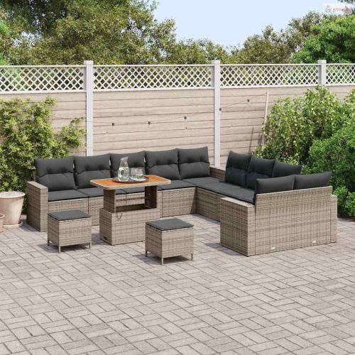 Kerti Kanapé Szett 13 pcs Szürke polirattan