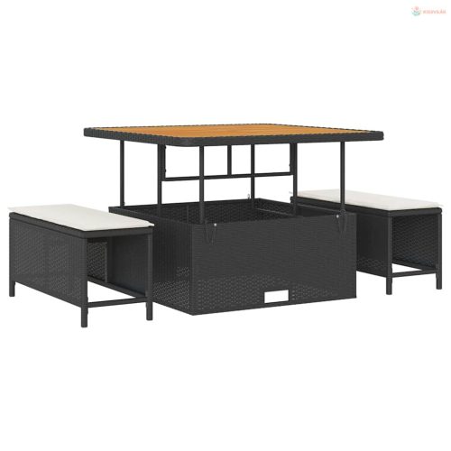 Kerti Kanapé Szett 13 pcs Fekete polirattan