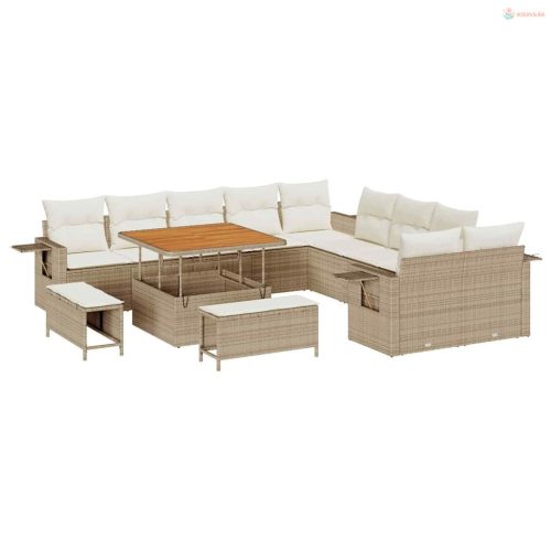 Kerti Kanapé Szett 13 pcs Bézs polirattan