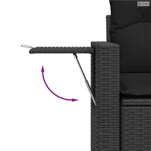 Kerti Kanapé Szett 14 pcs Fekete polirattan