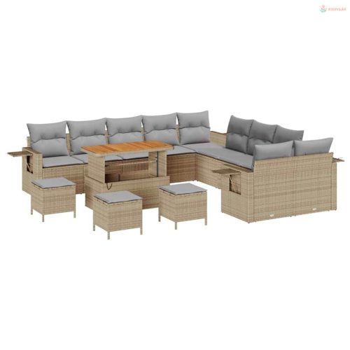 Kerti Kanapé Szett 14 pcs Bézs polirattan