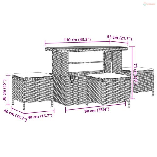 Kerti Kanapé Szett 14 pcs Bézs polirattan