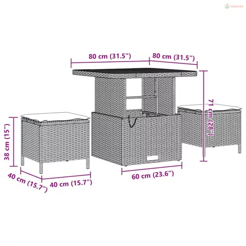 Kerti Kanapé Szett 12 pcs Bézs polirattan