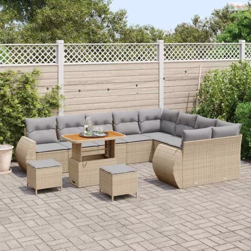 Kerti Kanapé Szett 12 pcs Bézs polirattan