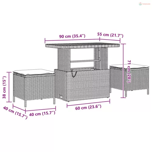 Kerti Kanapé Szett 12 pcs Bézs polirattan
