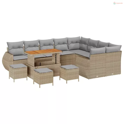 Kerti Kanapé Szett 13 pcs Bézs polirattan