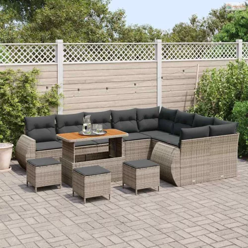 Kerti Kanapé Szett 13 pcs Szürke polirattan