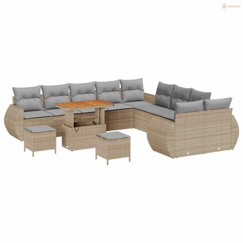 Kerti Kanapé Szett 13 pcs Bézs polirattan