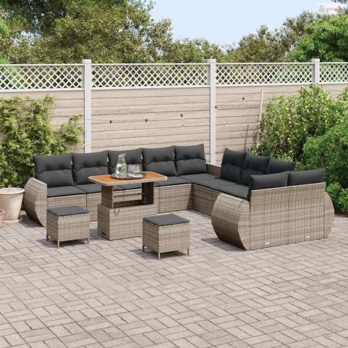 Kerti Kanapé Szett 13 pcs Szürke polirattan