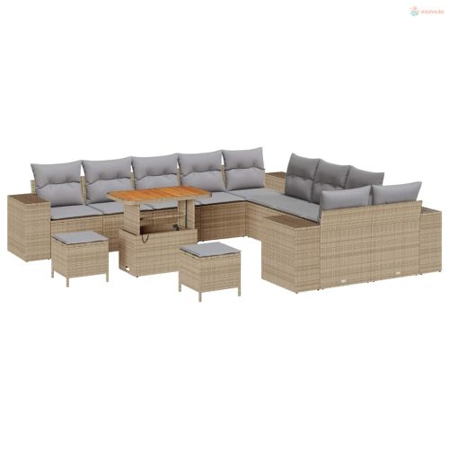 Kerti Kanapé Szett párnával 13 pcs Bézs polirattan