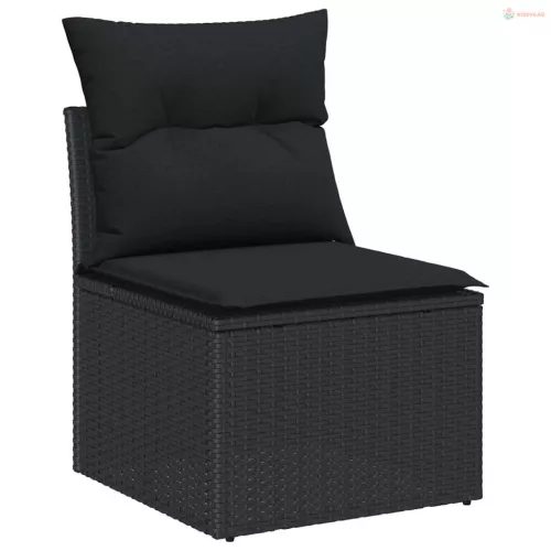 Kerti Kanapé Szett 13 pcs Fekete polirattan