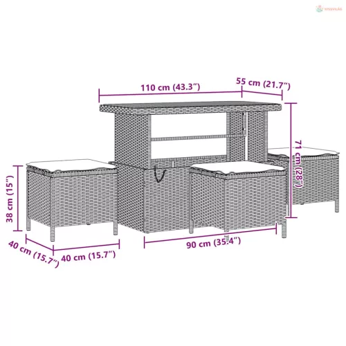 Kerti Kanapé Szett 14 pcs Bézs polirattan