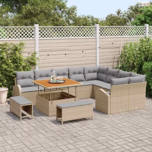 Kerti Kanapé Szett párnával 12 pcs Bézs polirattan